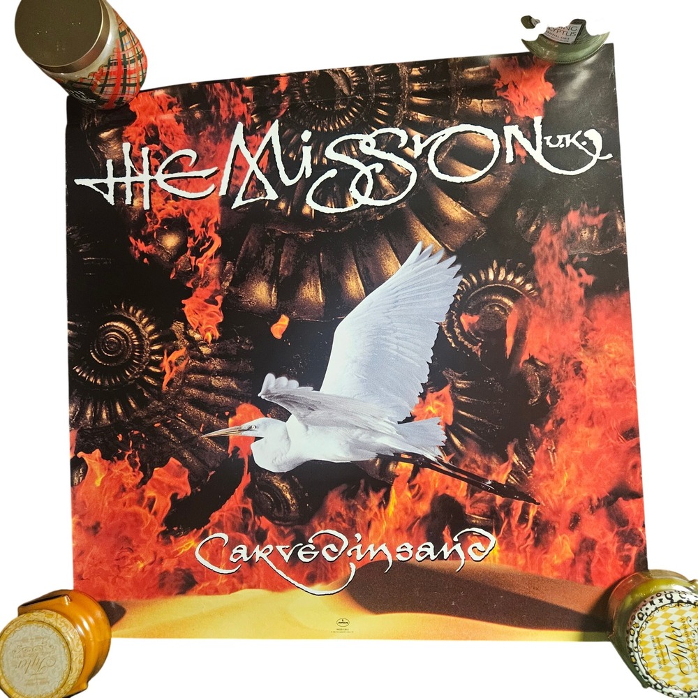 The Mission Carved in Sand Vintage 1990 Promo Album Poster 24x24 PolyGram Rock‎